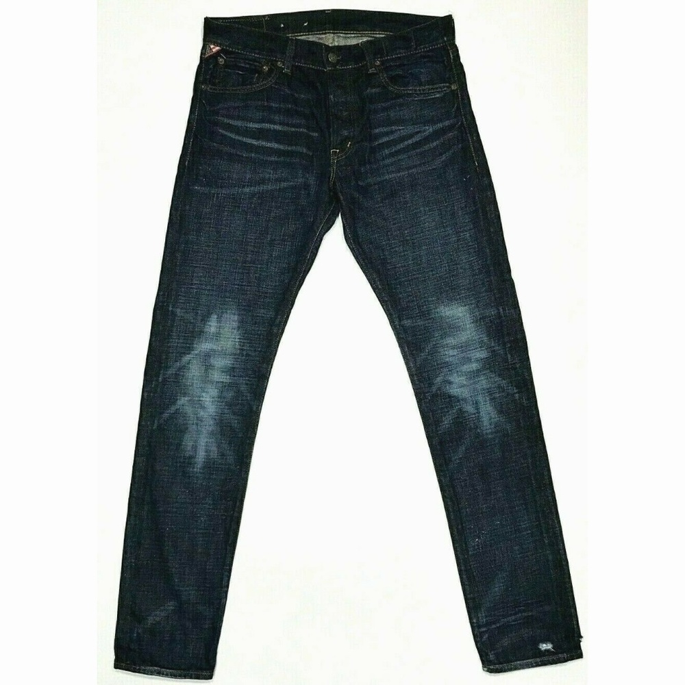 Ralph Lauren 33 Slim Dark Wash Distressed Denim - Picture 2 of 8